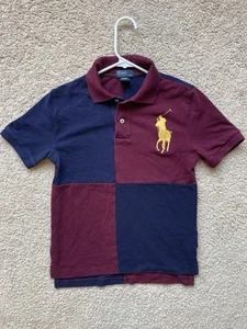 Polo Ralph Lauren Kids M (10-12) Navy Maroon Colorblock Shirt - Picture 1 of 5