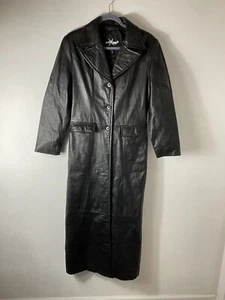 Wilsons Leather Maxima Women's Medium Black Long Trench Vintage Jacket Coat - Picture 1 of 5