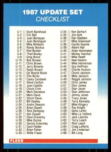 1987 Fleer Update Glossy Checklist CHECKLIST #U-132