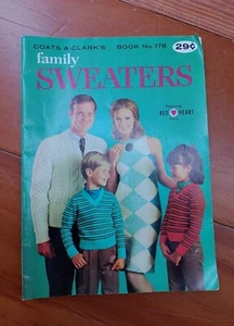 Family Sweaters To Knit and Crochet Book 178 2nd Edition 1967 by Coats & Clark's - Picture 1 of 2