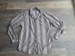 Pronto Homo Blau L Herren Grau Blatt Design Langarm Hemd - Bild 1 von 4