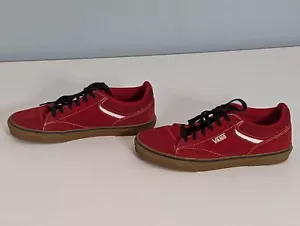 Vans Off The Wall Low Red White Suede Skateboarding Shoes - Size 9.5 - Picture 1 of 6
