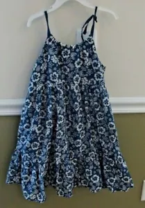 Gymboree 9 Mädchen Kleid EUC Blumen Tank Frühling Sommer blau hawaii - Bild 1 von 1