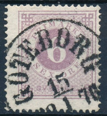 Suecia Scott 20/Facit 20k, 6ö lila rojiza tipo anillo perf 14, F usado, bonito cancelar Foto 1 de 2