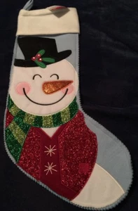 Snowman Christmas Stocking 22" Glitter BLING by Celebrate It Full Size New - Picture 1 of 5
