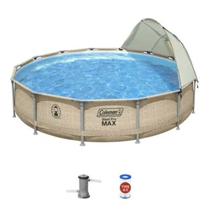   Above Ground Swimming Pool Set with Canopy Durable Pool Frame 13’ X 33” Round  - Picture 1 of 7