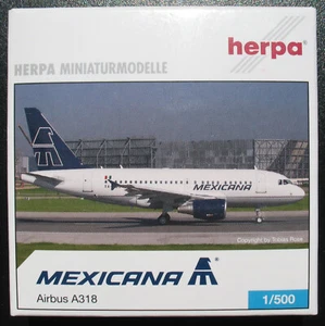 Herpa 509138 - Airbus A318 MEXICANA Airlines - 1:500 Modell Flugzeug Model Plane - Picture 1 of 3
