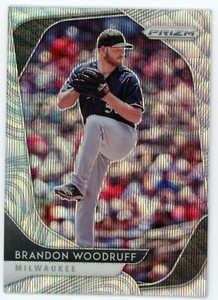 2020 Panini Prizm Brandon Woodruff Blue Wave Prizm #4 #50/60 Brewers