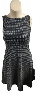 MERONA Women's Retro Look Sleeveless Black White Dot Dress Stretch size S #XO - Picture 1 of 4