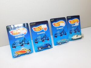 Vintage Hot Wheels Lot Of 4 Talbot Mustang Caddy Bugatti Unpunched Classics Card