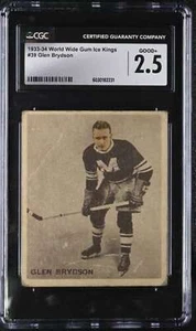 1933-34 WORLD WIDE GUM #39 GLEN BRYDSON CGC 2.5 GOOD+ RC ROOKIE MAROONS UER 4274 - Picture 1 of 2