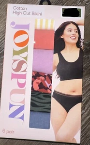 Joyspun ~ 6-Pair Women's High Cut Bikini Underwear Panties Cotton Blend ~ XL - Picture 1 of 3