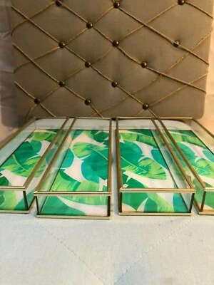 Beautiful Decorative Thick Plastic, Gold Trimmed Boxes, Set of 4 - Image 1 of 4