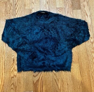 ASOS Sugarhill Boutique Feathered Faux Fur Sweater Dark Emerald Green - Picture 1 of 10