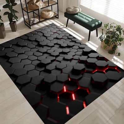 Colorful Neon Abstract Glow Rug, Gift for Gamer, Neon Game Rug, Neon Look Rug - Image 1 of 4