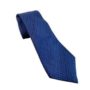 Corbata Oscar De La Renta Para Hombre 100% Seda Patrón Geométrico Azul De Colección - Imagen 1 de 6