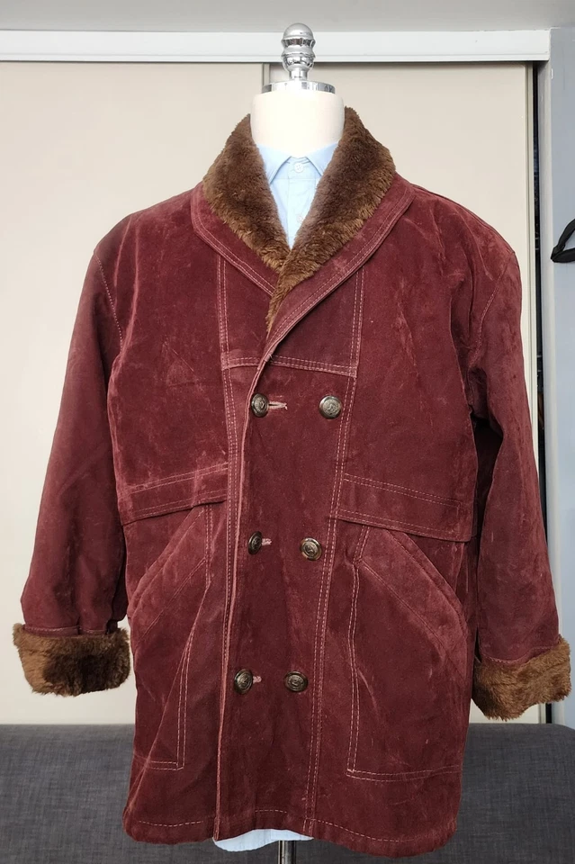 CA Shearling Italian collection Maroon suede coat. Sz 43 - Image 1 of 4