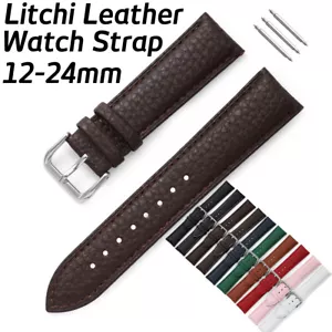 Watch Band 12 14 16 18 19 20mm 21 22mm 24mm Litchi Leather Watch Strap Bracelet - Picture 1 of 27