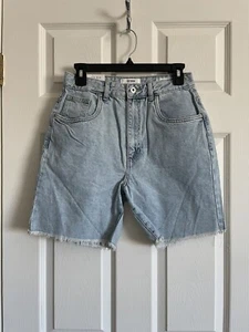 NWT Cotton On Denim High Rise Distressed Women's Jean Bermuda Shorts Size 10 - Picture 1 of 2