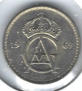1969 Sweden 10 Ore Gustaf VI Nickel-Bronze Coin! - Picture 1 of 2