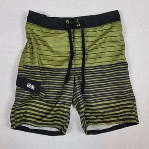 Gotcha Board Shorts Mens Medium Green Black Lined Swim Surf Beach 8" Pocket - Picture 1 of 15