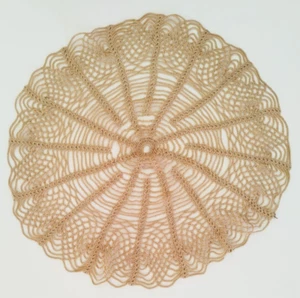 Vintage Häkeldeckchen rund hell braun beige 25 cm Deko gehäkelt Retro Nostalgie - Bild 1 von 4