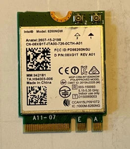 GENUINE DELL LATITUDE 7275 7370 INTEL WLAN WiFi WIRELESS CARD 8260NGW 08XG1T - Picture 1 of 1