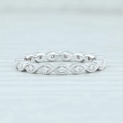 New 0.16ctw Diamond Eternity Band 14k White Gold Size 6.5 Stackable Wedding Ring - Image 1 of 4