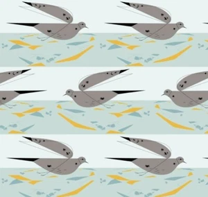 Charley Harper•Ford Times Birds Vol 1 Mourning Dove Poplin Fabric 1yd•BTY•Organi - Picture 1 of 5