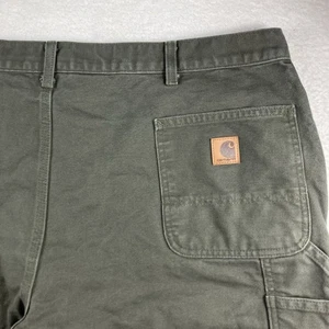 Carhartt B11 Pants Mens 46x32 Green Moss Carpenter Dungaree Fit MOS Duck Canvas - Picture 1 of 8