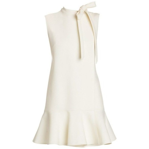 Abito Valentino smanicato scollo fiocco cravatta tubino panna donna 38 US 2 nuovo con etichette