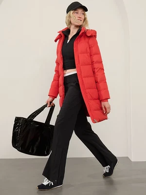 Athleta XSP PETITE Downtown Puffer Parka, Red $289 Warmest Down Winter Coat Hood - Image 1 of 4
