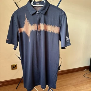 Men’s Ping Sensorcool Navy Golf Shirt With Orange Pattern And Gleneagles Logo L - Picture 1 of 5