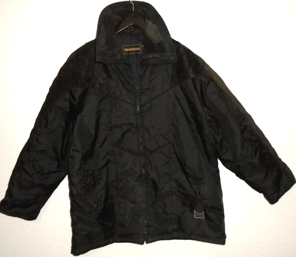 复古雅马哈男式大号雪地摩托夹克黑色线灯芯绒 — 第 1/4 张图片