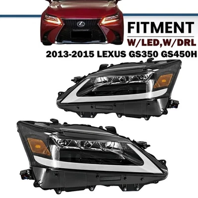 For 2013-2015 Lexus GS350 GS450h Triple LED DRL Projector Headlight w/o AFS Pair - Image 1 of 4