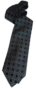 Nueva corbata geométrica JOE by JOSEPH ABBOUD negra azul multicolor 100 % seda Qte_E - Imagen 1 de 3