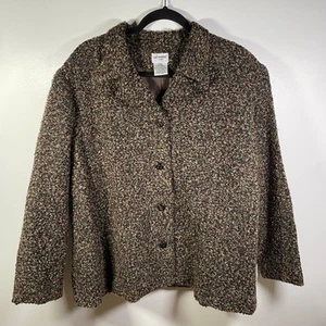 Liz Baker Sz 20W Brown Blazer 4 Buttons Business Office Jacket Textured Tweed - Picture 1 of 22