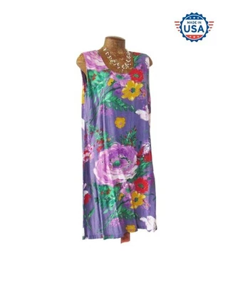 Purple Florals "DANCING BOUQUET" Jams World Sleeveless Keyhole Short Dress LARGE - Image 1 of 4