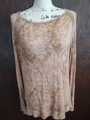 Top túnica vintage America para mujer pequeña manga larga bronceada Burnout elástico occidental Foto 1 de 4