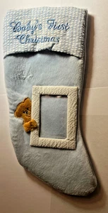 Baby’s FIRST CHRISTMAS STOCKING Photo Frame Bear Gingham  Holiday - Bild 1 von 3