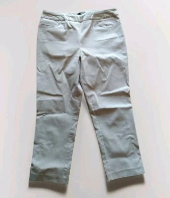 Pantalón Renuar Pull-On Para Mujer 6 Beige Bronceado Claro Cintura Elástica Cremallera Tobillos  Foto 1 de 4