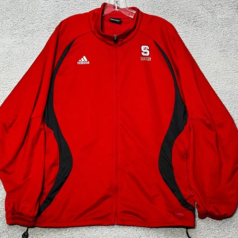 NC State Wolfpack Jacket Mens Medium Red Soccer Team Issued Full Zip Long Sleeve Cover