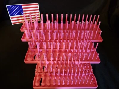 Hansen 6 Pc Socket Tray Metric SAE Tool Rack Holders 1/4" 3/8" 1/2" Pink USA - Image 1 of 4