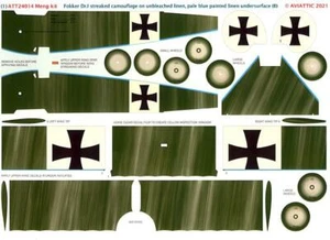 Aviattic Decals 1/24 FOKKER Dr.I TRIPLANE STREAKED CAMO PALE BLUE UNDER (B) Meng - Picture 1 of 4