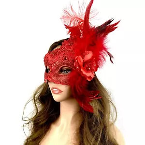 Women Costume Masquerade Party Feather Masks For Wedding Ball Halloween Mask - Picture 1 of 3