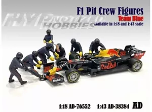 AMERICAN DIORAMA 1:18 F1 PIT CREW FIGURES TEAM BLUE  7PC SET : AD-76552 - Picture 1 of 2