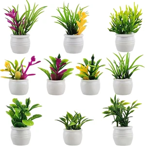 10Pcs Dollhouse Plant Miniature Bonsai Plant Dollhouse Mini Green Plant Flower P - Picture 1 of 12