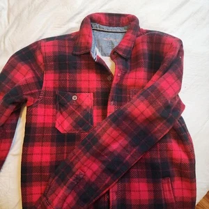 Weatherproof Vintage Mens Polar Fleece Sherpa Plaid Shirt Jacket Red S Flannel - Picture 1 of 5
