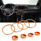 8PCS Orange Alloy Center Knob & Air Outlet Ring Trim For Toyo Tacoma 2016-22