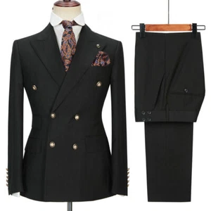 Double Breasted Men 2 Piece Business Party Prom Dinner Groom Tuxedo Wedding Suit - Picture 1 of 17